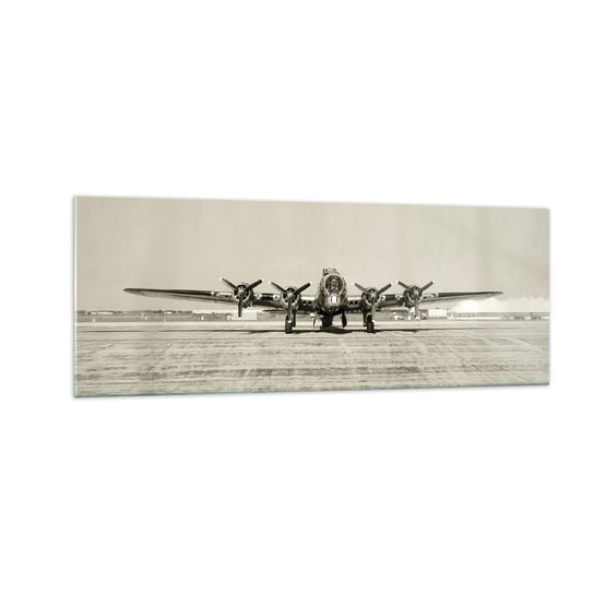 Obraz na szkle - Jak zawsze gotowy - 140x50cm - Samolot Wojskowy Lotnisko Bombowiec - Nowoczesny szklany obraz do salonu do sypialni ARTTOR ARTTOR