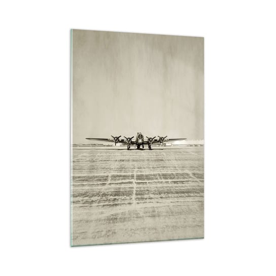 Obraz na szkle - Jak zawsze gotowy - 80x120cm - Samolot Wojskowy Lotnisko Bombowiec - Nowoczesny szklany obraz na ścianę do salonu do sypialni ARTTOR ARTTOR