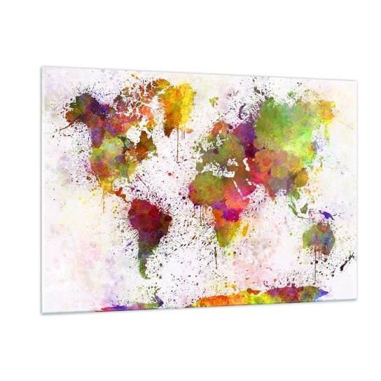 Obraz na szkle - Jakoś tak samo wyszło - 120x80cm - Mapa Świata Kontynenty Sztuka - Nowoczesny szklany obraz na ścianę do salonu do sypialni ARTTOR ARTTOR