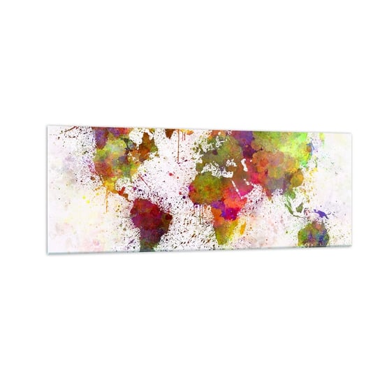 Obraz na szkle - Jakoś tak samo wyszło - 140x50cm - Mapa Świata Kontynenty Sztuka - Nowoczesny szklany obraz do salonu do sypialni ARTTOR ARTTOR