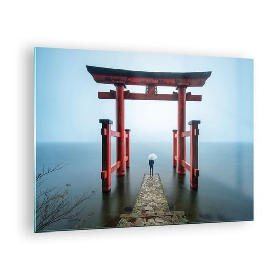 Obraz na szkle - Japońska zaduma - 70x50cm - Azja Świątynia Hakone Japonia - Nowoczesny szklany obraz do salonu do sypialni ARTTOR ARTTOR