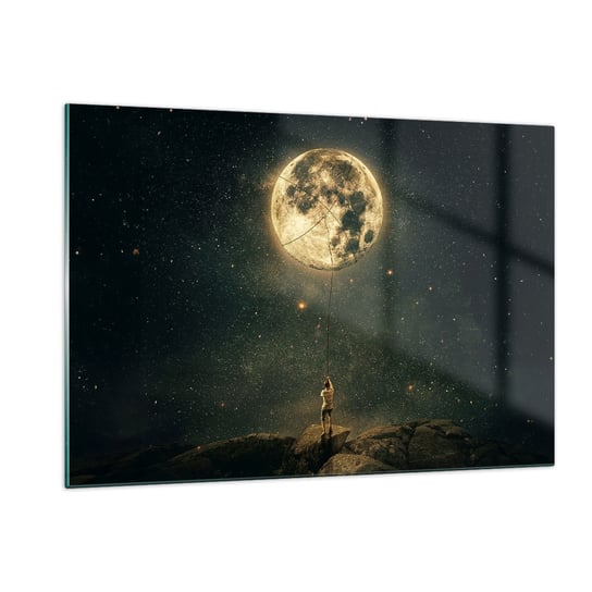 Obraz na szkle - Jeden taki, co ukradł Księżyc - 120x80cm - Księżyc Gwiazdy Fantazja - Nowoczesny szklany obraz na ścianę do salonu do sypialni ARTTOR ARTTOR