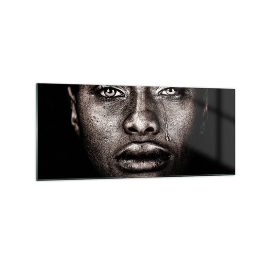 Obraz na szkle - Jedna łza - 120x50cm - Twarz Kobiety Portret Kobiety Afryka - Nowoczesny szklany obraz na ścianę do salonu do sypialni ARTTOR ARTTOR