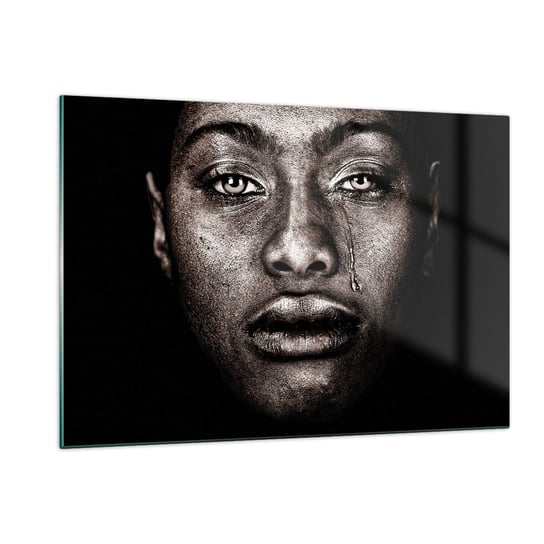 Obraz na szkle - Jedna łza - 120x80cm - Twarz Kobiety Portret Kobiety Afryka - Nowoczesny szklany obraz na ścianę do salonu do sypialni ARTTOR ARTTOR