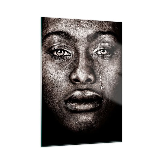 Obraz na szkle - Jedna łza - 50x70cm - Twarz Kobiety Portret Kobiety Afryka - Nowoczesny szklany obraz do salonu do sypialni ARTTOR ARTTOR