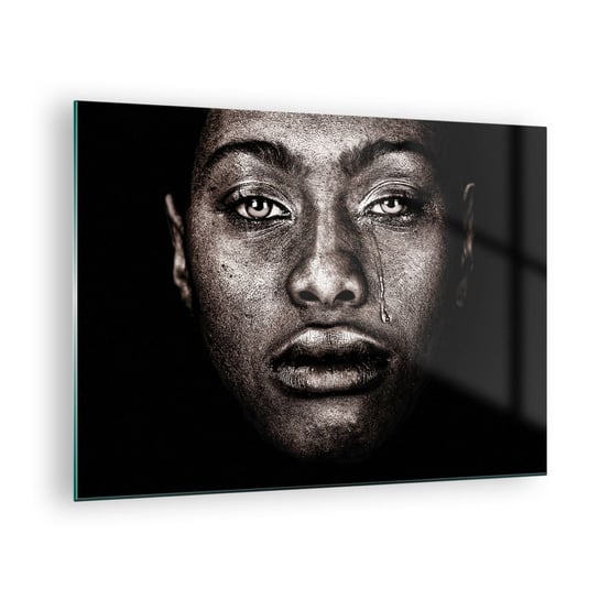 Obraz na szkle - Jedna łza - 70x50cm - Twarz Kobiety Portret Kobiety Afryka - Nowoczesny szklany obraz do salonu do sypialni ARTTOR ARTTOR