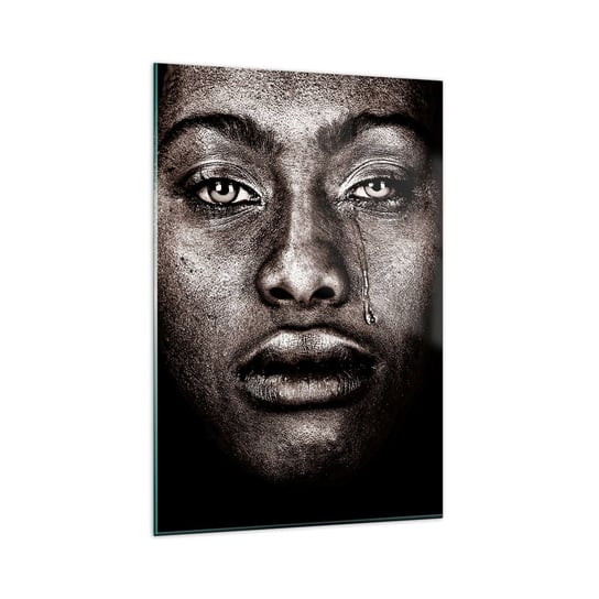 Obraz na szkle - Jedna łza - 80x120cm - Twarz Kobiety Portret Kobiety Afryka - Nowoczesny szklany obraz na ścianę do salonu do sypialni ARTTOR ARTTOR