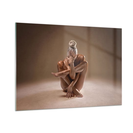 Obraz na szkle - Jedność ciała i ducha - 100x70cm - Ciało Kobieta Modelka - Nowoczesny foto szklany obraz do salonu do sypialni ARTTOR ARTTOR