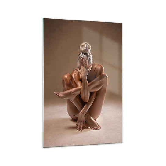 Obraz na szkle - Jedność ciała i ducha - 70x100cm - Ciało Kobieta Modelka - Nowoczesny foto szklany obraz do salonu do sypialni ARTTOR ARTTOR