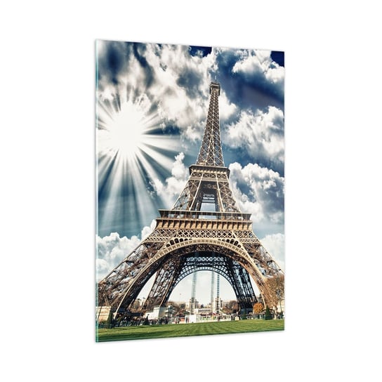 Obraz na szkle - Jedyna taka pod słońcem - 50x70cm - Wieża Eiffla Paryż Architektura - Nowoczesny szklany obraz do salonu do sypialni ARTTOR ARTTOR