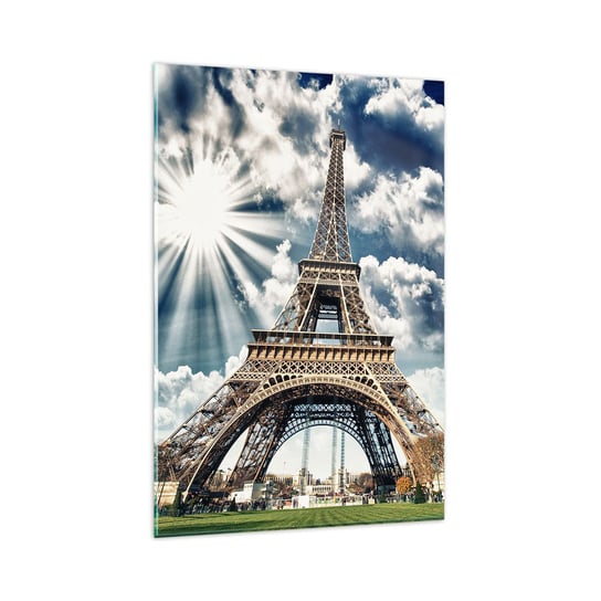 Obraz na szkle - Jedyna taka pod słońcem - 80x120cm - Wieża Eiffla Paryż Architektura - Nowoczesny szklany obraz na ścianę do salonu do sypialni ARTTOR ARTTOR