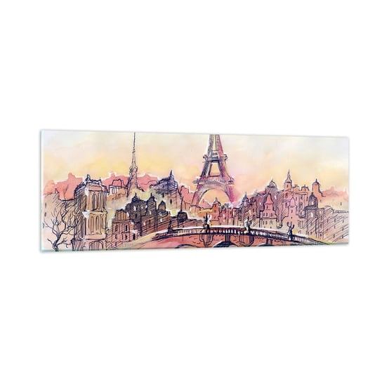 Obraz na szkle - Jedyne takie miasto w świecie - 90x30cm - Miasto Wieża Eiffla Paryż - Nowoczesny szklany obraz do salonu do sypialni ARTTOR ARTTOR