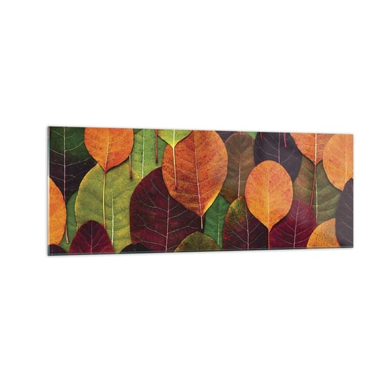 Obraz na szkle - Jesienna mozaika - 140x50cm - Grafika Kolorowe Liście Sztuka - Nowoczesny szklany obraz do salonu do sypialni ARTTOR ARTTOR