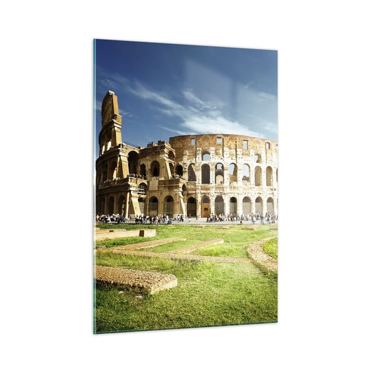Obraz na szkle - Jeszcze słychać szczęk broni - 50x70cm - Koloseum Rzym Architektura - Nowoczesny szklany obraz do salonu do sypialni ARTTOR ARTTOR