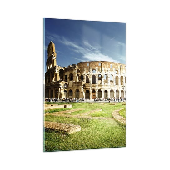 Obraz na szkle - Jeszcze słychać szczęk broni - 80x120cm - Koloseum Rzym Architektura - Nowoczesny szklany obraz na ścianę do salonu do sypialni ARTTOR ARTTOR