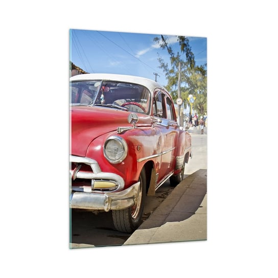 Obraz na szkle - Jeszcze tylko na Kubie - 50x70cm - Motoryzacja Samochód Vintage Architektura - Nowoczesny szklany obraz do salonu do sypialni ARTTOR ARTTOR
