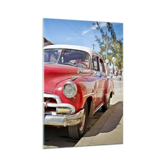 Obraz na szkle - Jeszcze tylko na Kubie - 70x100cm - Motoryzacja Samochód Vintage Architektura - Nowoczesny foto szklany obraz do salonu do sypialni ARTTOR ARTTOR