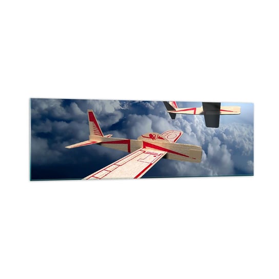 Obraz na szkle - Jeszcze wyżej, jeszcze dalej - 160x50cm - Samolot Szybowiec Chmury - Nowoczesny foto szklany obraz do salonu do sypialni ARTTOR ARTTOR