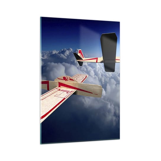 Obraz na szkle - Jeszcze wyżej, jeszcze dalej - 50x70cm - Samolot Szybowiec Chmury - Nowoczesny szklany obraz do salonu do sypialni ARTTOR ARTTOR