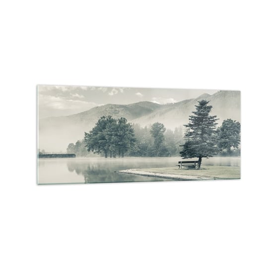 Obraz na szkle - Jezioro jeszcze śpi - 120x50cm - Krajobraz Góry  Jezioro - Nowoczesny szklany obraz na ścianę do salonu do sypialni ARTTOR ARTTOR