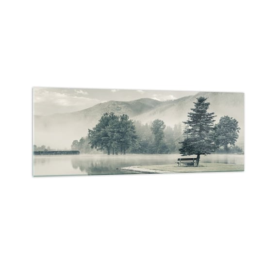 Obraz na szkle - Jezioro jeszcze śpi - 140x50cm - Krajobraz Góry  Jezioro - Nowoczesny szklany obraz do salonu do sypialni ARTTOR ARTTOR