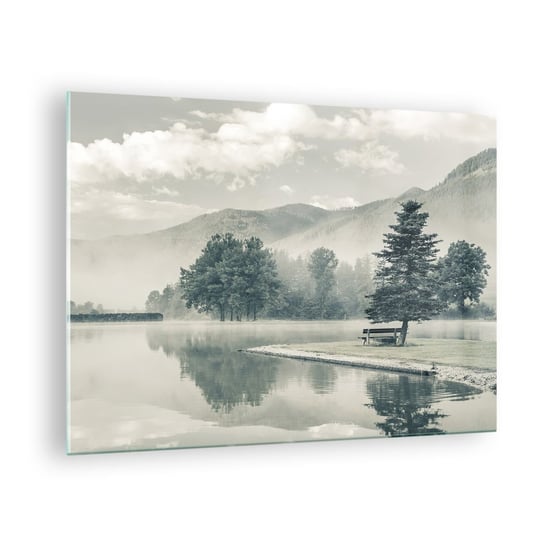 Obraz na szkle - Jezioro jeszcze śpi - 70x50cm - Krajobraz Góry  Jezioro - Nowoczesny szklany obraz do salonu do sypialni ARTTOR ARTTOR