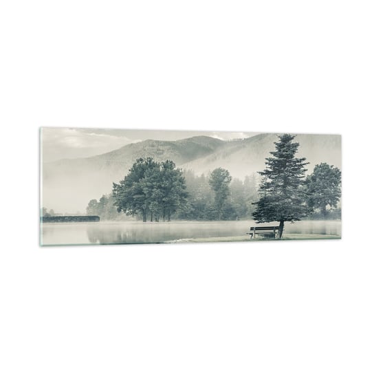 Obraz na szkle - Jezioro jeszcze śpi - 90x30cm - Krajobraz Góry  Jezioro - Nowoczesny szklany obraz do salonu do sypialni ARTTOR ARTTOR