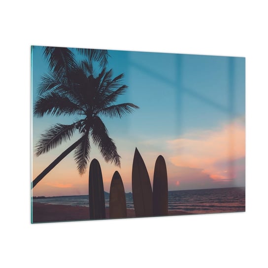 Obraz na szkle - Jutro też będzie zabawa - 100x70cm - Krajobraz Surfing Morze - Nowoczesny foto szklany obraz do salonu do sypialni ARTTOR ARTTOR