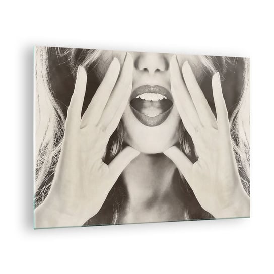 Obraz na szkle - Już idę! - 70x50cm - Kobieta Krzyk Usta Kobiety - Nowoczesny szklany obraz do salonu do sypialni ARTTOR ARTTOR