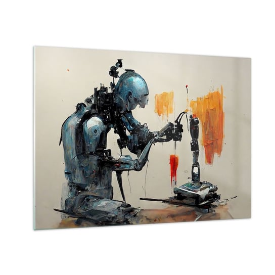 Obraz na szkle - Już jutro… - 70x50cm - Artysta Sztuczna Inteligencja Robot - Nowoczesny szklany obraz do salonu do sypialni ARTTOR ARTTOR