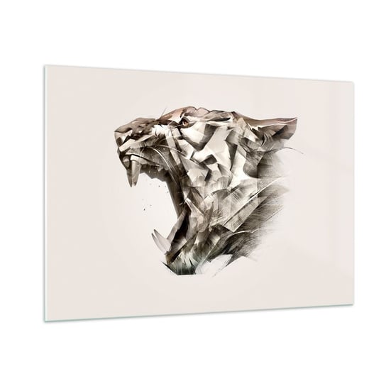 Obraz na szkle - Już wiesz, kto rządzi - 100x70cm - Abstrakcja Tygrys Zwierzęta - Nowoczesny foto szklany obraz do salonu do sypialni ARTTOR ARTTOR