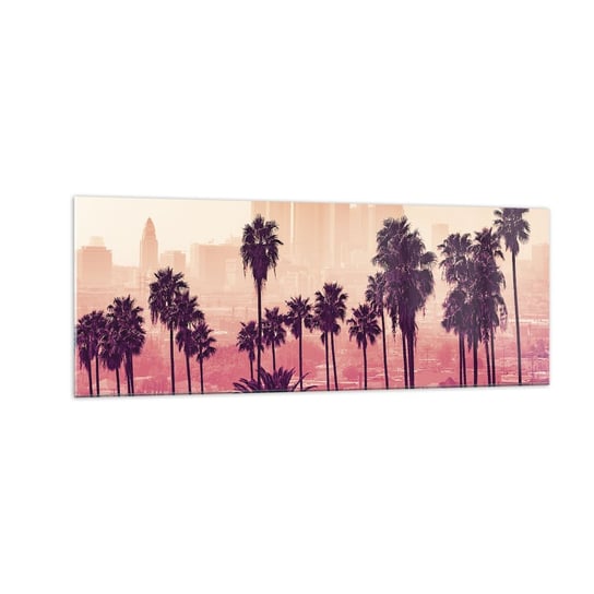 Obraz na szkle - Kalifornijski pejzaż - 140x50cm - Miasto Los Angeles Palmy Kokosowe - Nowoczesny szklany obraz do salonu do sypialni ARTTOR ARTTOR