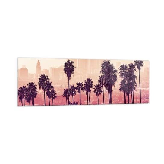 Obraz na szkle - Kalifornijski pejzaż - 160x50cm - Miasto Los Angeles Palmy Kokosowe - Nowoczesny foto szklany obraz do salonu do sypialni ARTTOR ARTTOR