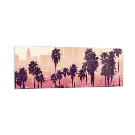 Obraz na szkle - Kalifornijski pejzaż - 90x30cm - Miasto Los Angeles Palmy Kokosowe - Nowoczesny szklany obraz do salonu do sypialni ARTTOR ARTTOR