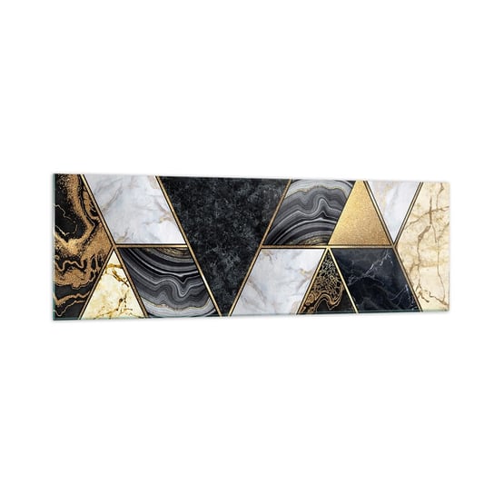 Obraz na szkle - Kamień przy kamieniu - 160x50cm - Glamour Elegancki Marmur - Nowoczesny foto szklany obraz do salonu do sypialni ARTTOR ARTTOR