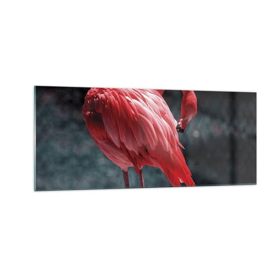 Obraz na szkle - Karmazynowy poemat natury - 100x40cm - Flaming Ptak Natura - Nowoczesny foto szklany obraz do salonu do sypialni ARTTOR ARTTOR