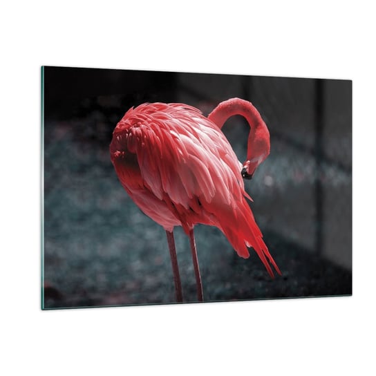 Obraz na szkle - Karmazynowy poemat natury - 120x80cm - Flaming Ptak Natura - Nowoczesny szklany obraz na ścianę do salonu do sypialni ARTTOR ARTTOR