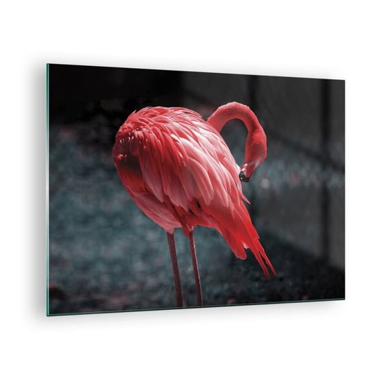 Obraz na szkle - Karmazynowy poemat natury - 70x50cm - Flaming Ptak Natura - Nowoczesny szklany obraz do salonu do sypialni ARTTOR ARTTOR