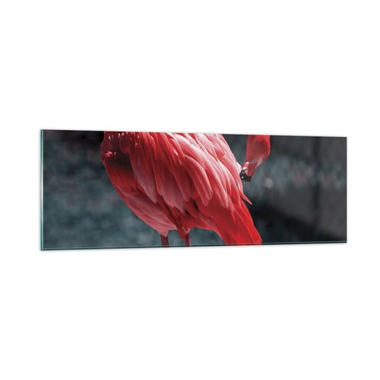 Obraz na szkle - Karmazynowy poemat natury - 90x30cm - Flaming Ptak Natura - Nowoczesny szklany obraz do salonu do sypialni ARTTOR ARTTOR