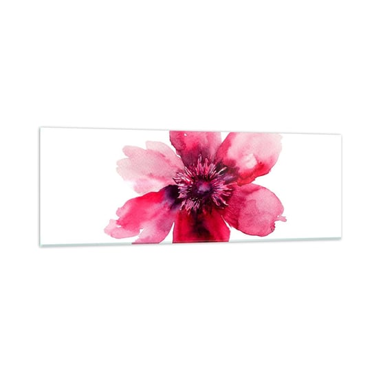 Obraz na szkle - Karminowy wonny pocałunek - 90x30cm - Kwiat Akwarele Grafika - Nowoczesny szklany obraz do salonu do sypialni ARTTOR ARTTOR