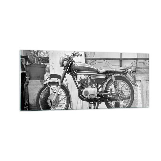 Obraz na szkle - Klasyka ponad wszystko - 100x40cm - Motocykl Vintage Motor Podróż - Nowoczesny foto szklany obraz do salonu do sypialni ARTTOR ARTTOR