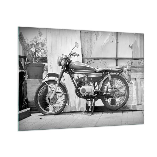 Obraz na szkle - Klasyka ponad wszystko - 100x70cm - Motocykl Vintage Motor Podróż - Nowoczesny foto szklany obraz do salonu do sypialni ARTTOR ARTTOR