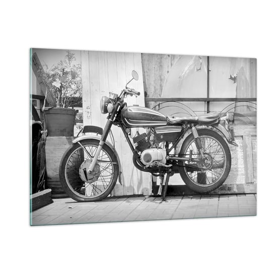 Obraz na szkle - Klasyka ponad wszystko - 120x80cm - Motocykl Vintage Motor Podróż - Nowoczesny szklany obraz na ścianę do salonu do sypialni ARTTOR ARTTOR