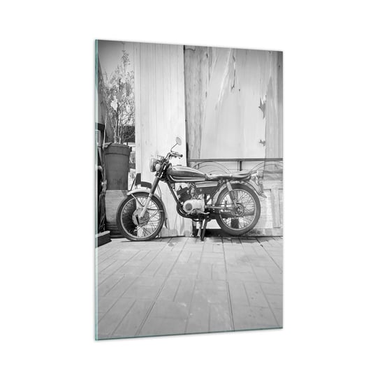 Obraz na szkle - Klasyka ponad wszystko - 50x70cm - Motocykl Vintage Motor Podróż - Nowoczesny szklany obraz do salonu do sypialni ARTTOR ARTTOR