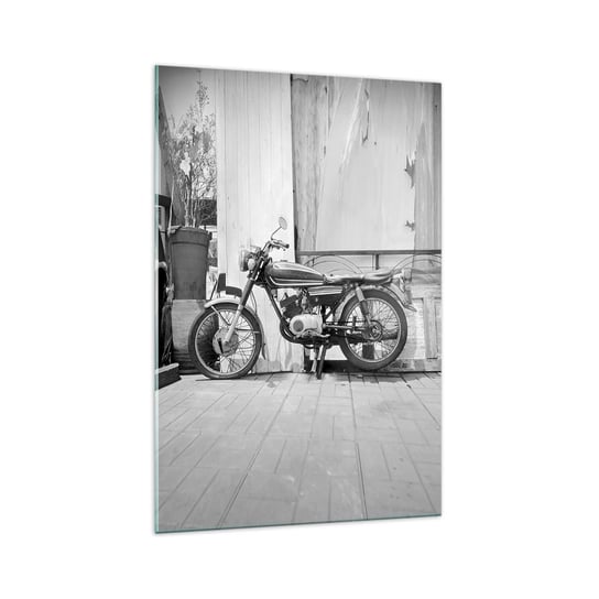 Obraz na szkle - Klasyka ponad wszystko - 70x100cm - Motocykl Vintage Motor Podróż - Nowoczesny foto szklany obraz do salonu do sypialni ARTTOR ARTTOR