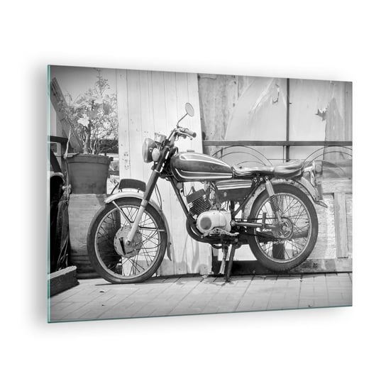 Obraz na szkle - Klasyka ponad wszystko - 70x50cm - Motocykl Vintage Motor Podróż - Nowoczesny szklany obraz do salonu do sypialni ARTTOR ARTTOR