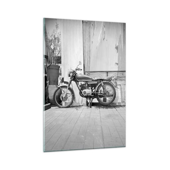 Obraz na szkle - Klasyka ponad wszystko - 80x120cm - Motocykl Vintage Motor Podróż - Nowoczesny szklany obraz na ścianę do salonu do sypialni ARTTOR ARTTOR