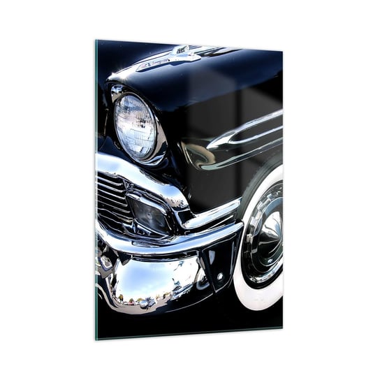 Obraz na szkle - Klasyka w srebrze, czerni i bieli - 50x70cm - Motoryzacja Samochód Biało-Czarny - Nowoczesny szklany obraz do salonu do sypialni ARTTOR ARTTOR