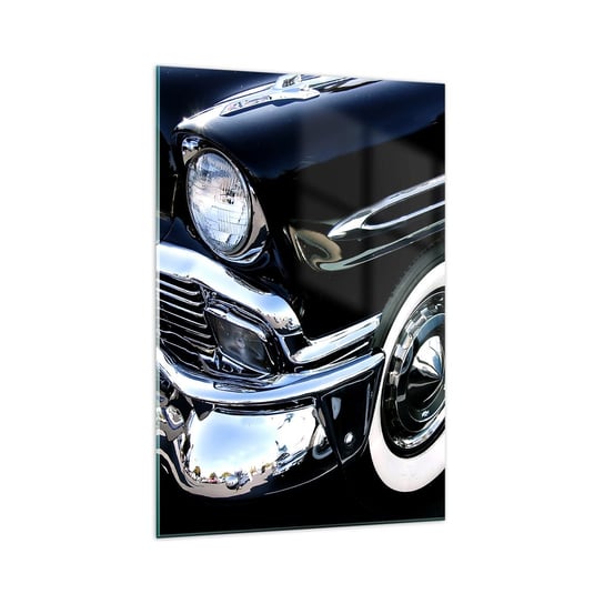 Obraz na szkle - Klasyka w srebrze, czerni i bieli - 70x100cm - Motoryzacja Samochód Biało-Czarny - Nowoczesny foto szklany obraz do salonu do sypialni ARTTOR ARTTOR