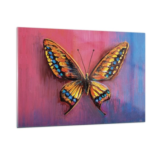 Obraz na szkle - Klejnot natury - 120x80cm - Motyl Sztuka Malarstwo - Nowoczesny szklany obraz na ścianę do salonu do sypialni ARTTOR ARTTOR